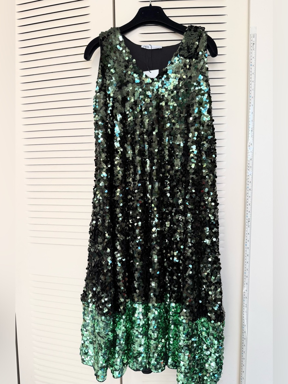Zara Sequin Ombre Dress (NWOT)Dark Green to Light Green